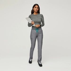 FIGS Women’s Grey Technical Collection Scrubs with Teal Drawstring Size Small